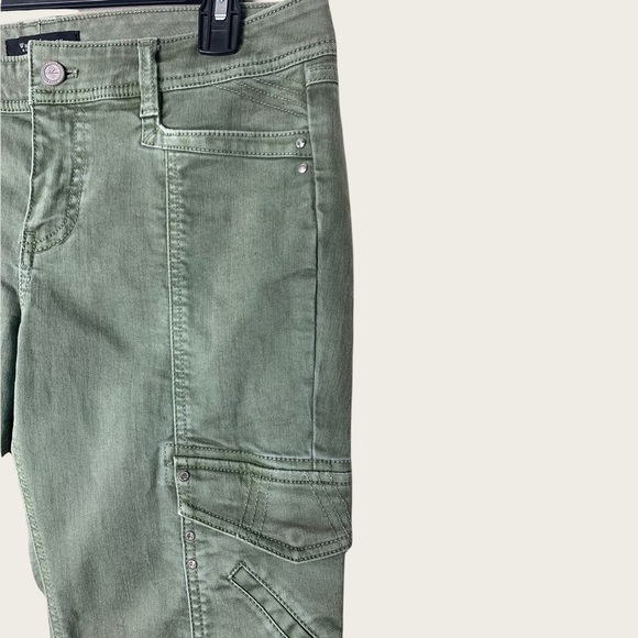 WHBM Blanc Olive Green Slim Ankle Utility Jeans Size 6R - Picture 7 of 10